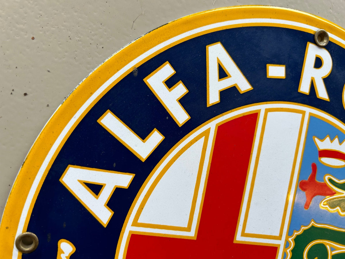12" Porcelain Alfa Romeo Sign — Single Sided