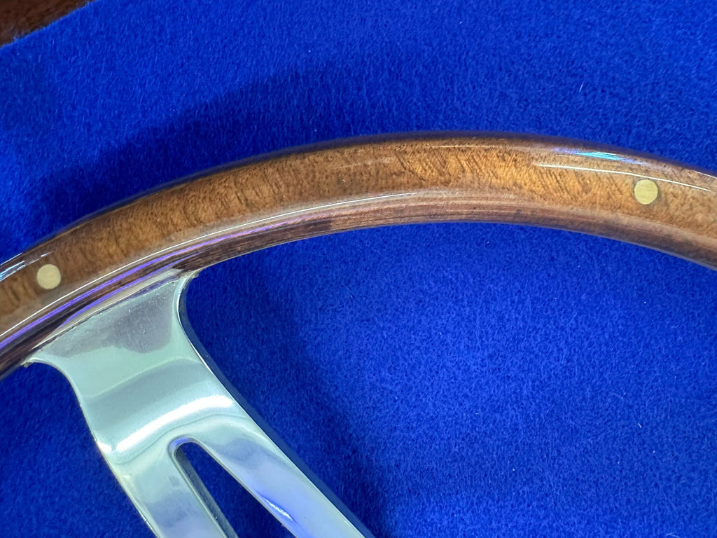 14" Wood and Chrome Classic Steering Wheel