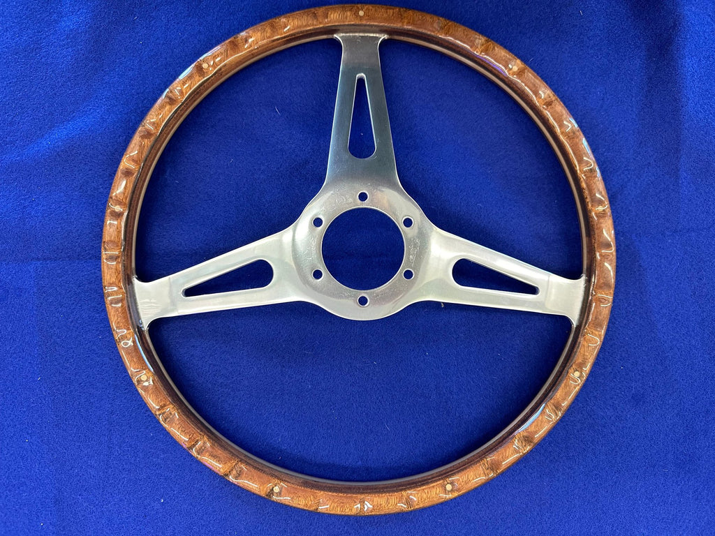 14" Wood and Chrome Classic Steering Wheel