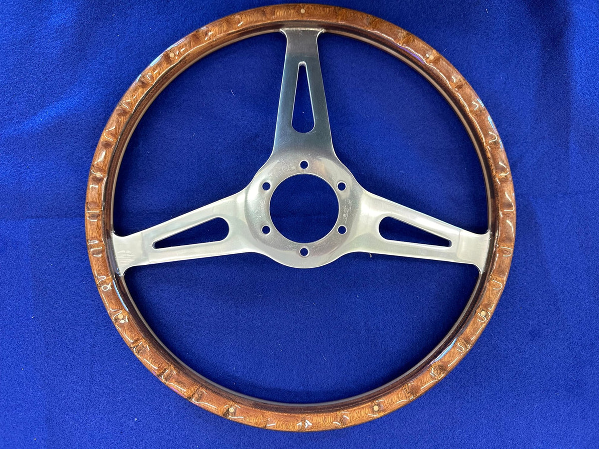 14" Wood and Chrome Classic Steering Wheel
