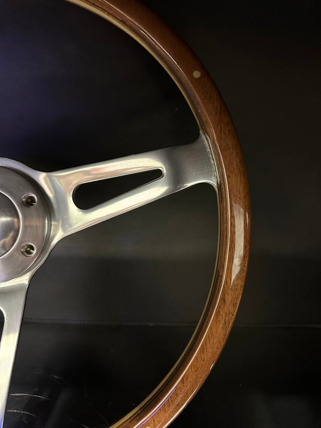 14" Wood and Chrome Classic Steering Wheel