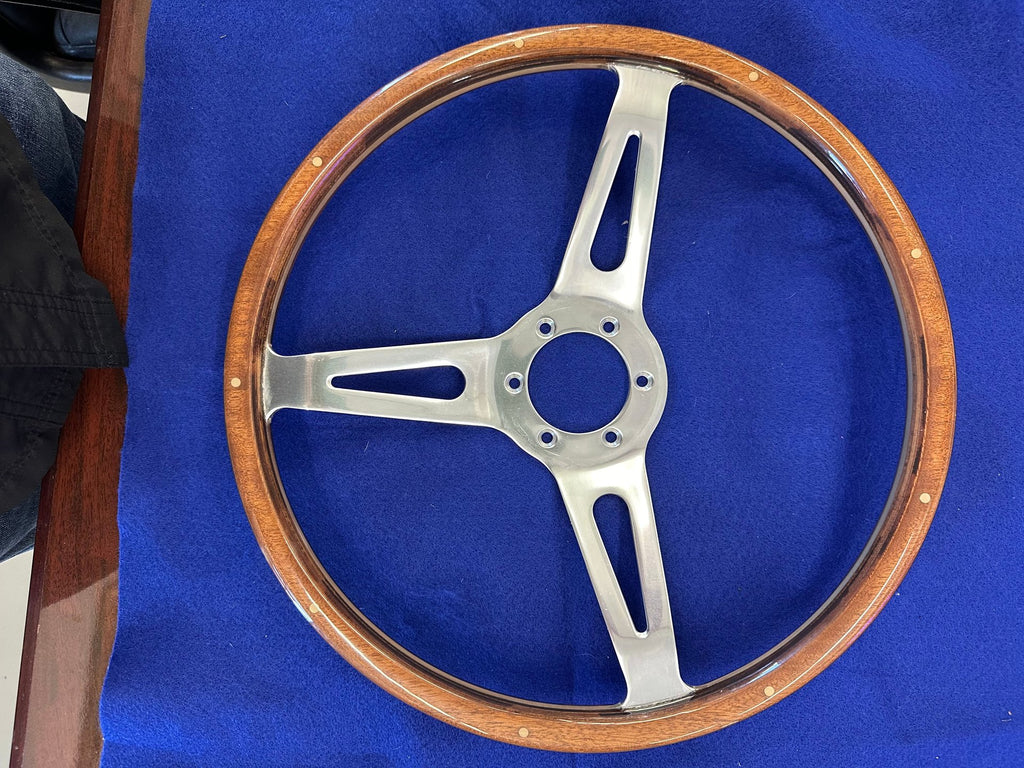14" Wood and Chrome Classic Steering Wheel