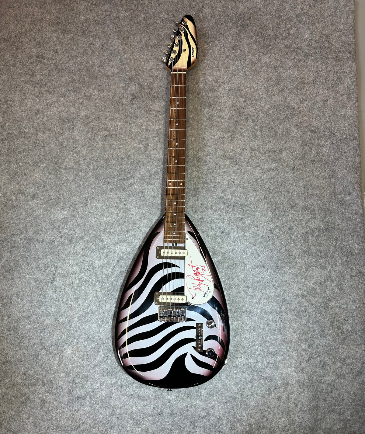 Rare 2000 Vox Mark lll Teardrop Guitar #1 of 3 in this custom finish signed by Ted Nugent