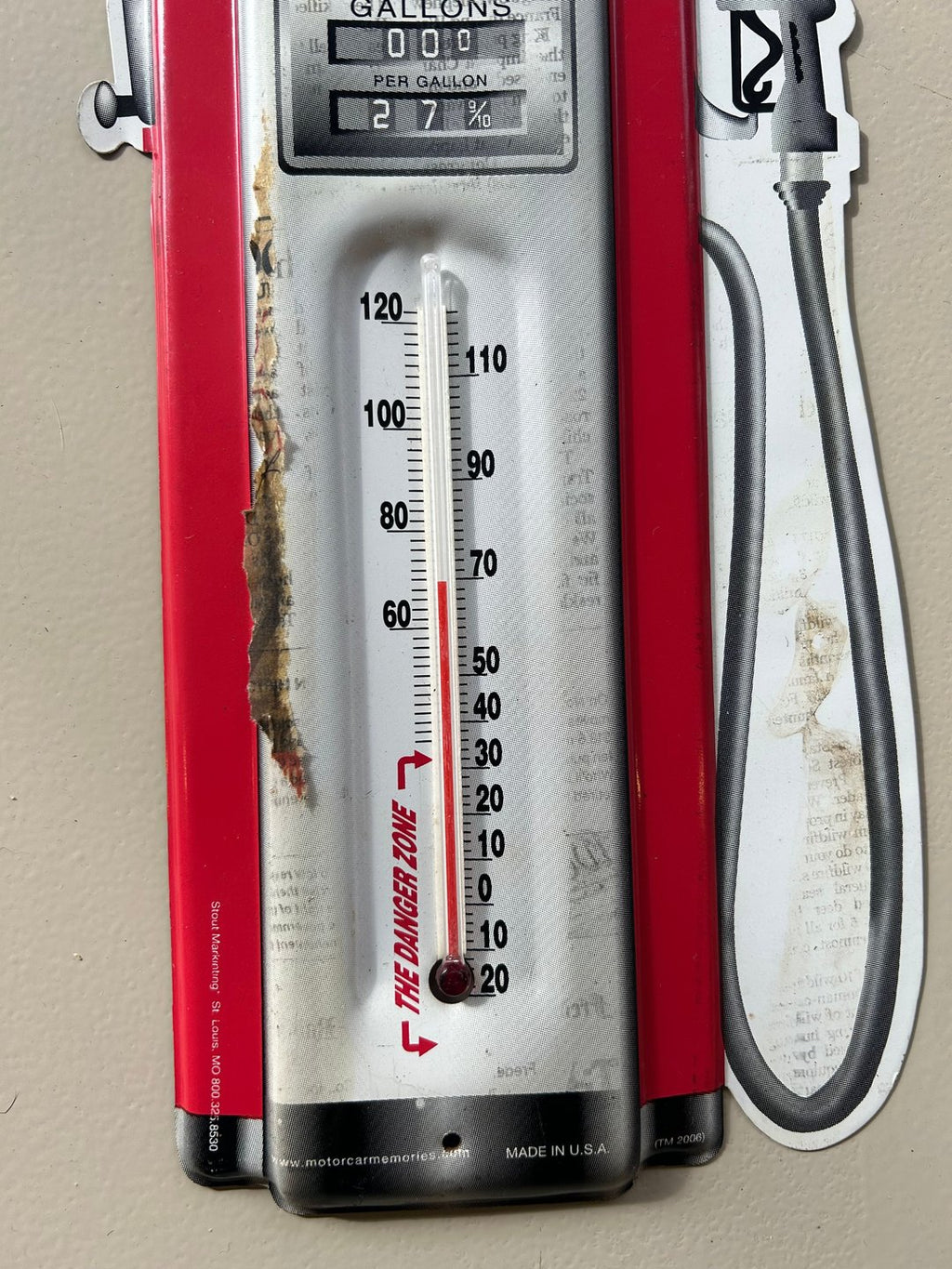 Vintage Hot Rod Fuel Thermometer Miniature Metal Pump Sign