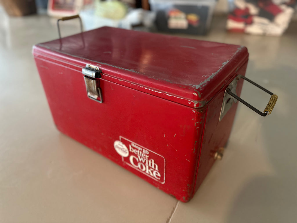 Vintage 1960s Coca-Cola Metal Ice Chest Cooler – “Things Go Better With Coke”