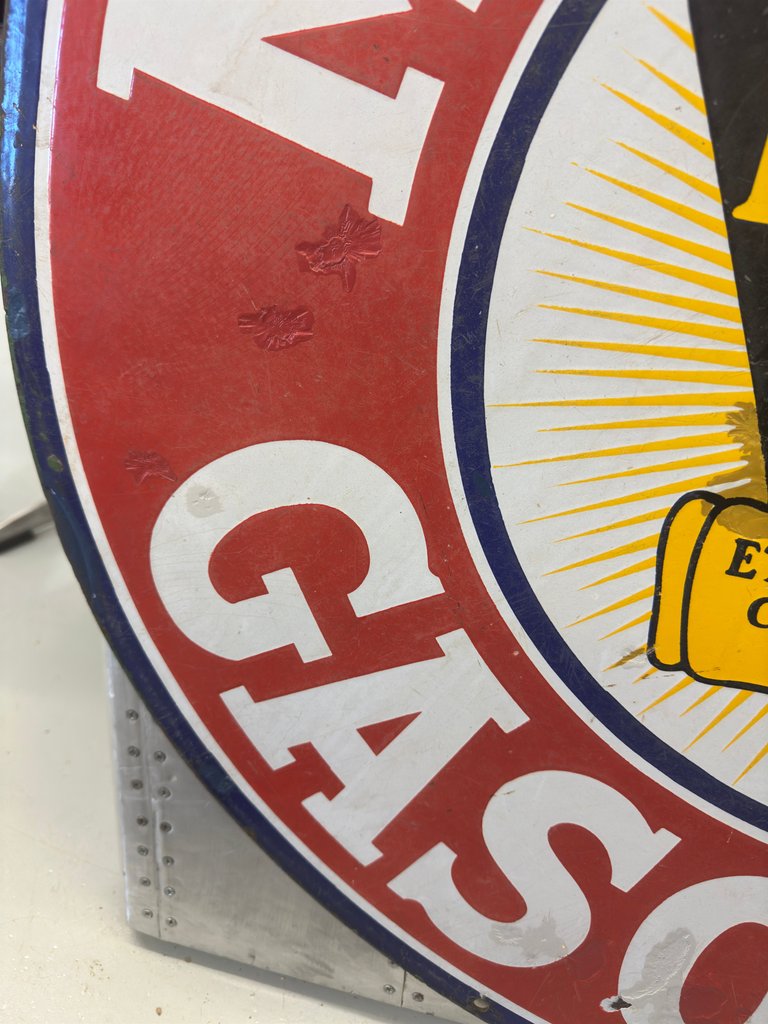 1930's Magnolia Gasoline with Ethyl Double-Sided Porcelain Sign 30"