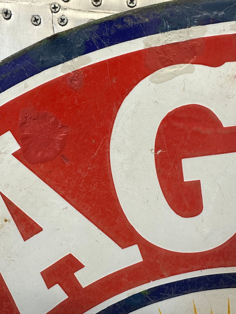 1930's Magnolia Gasoline with Ethyl Double-Sided Porcelain Sign 30"