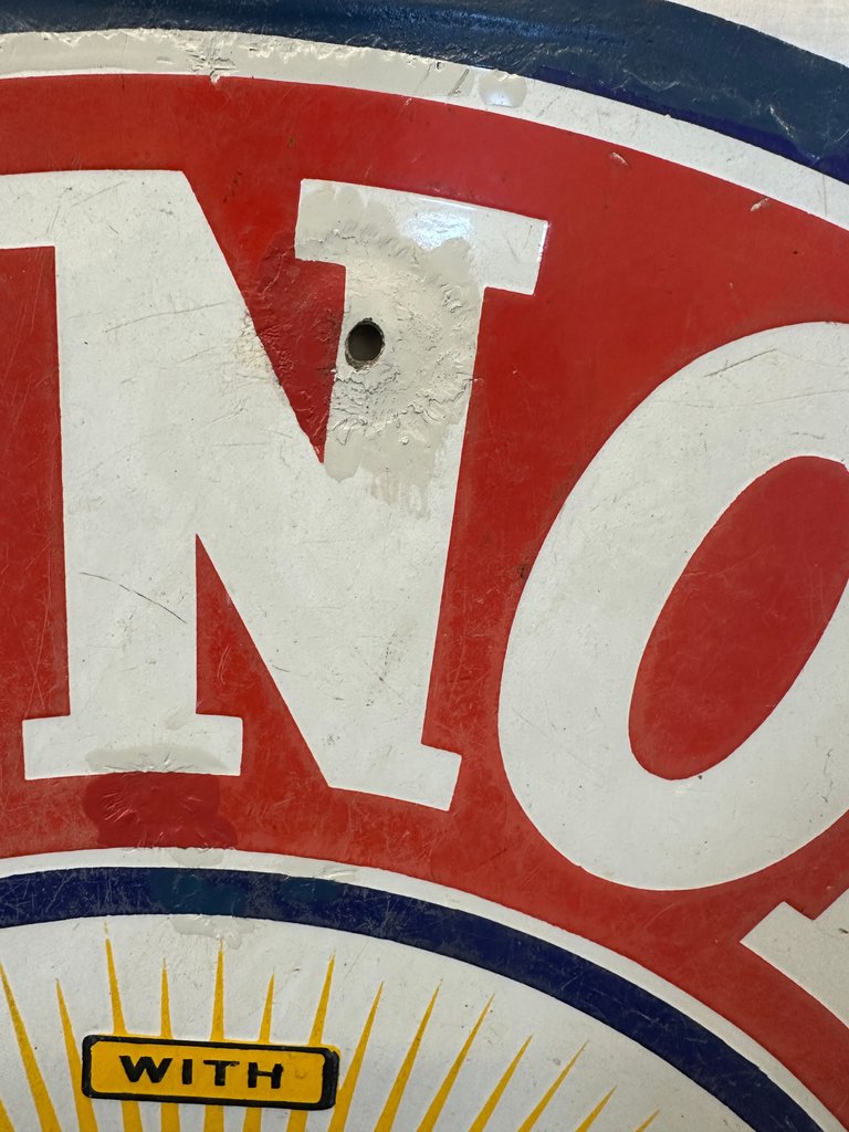 1930's Magnolia Gasoline with Ethyl Double-Sided Porcelain Sign 30"