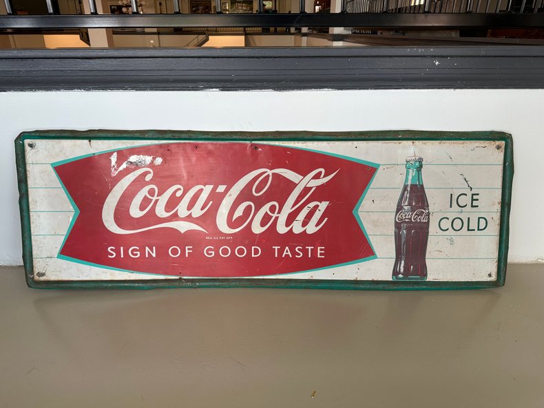 1960s Coca-Cola Fishtail Metal Sign