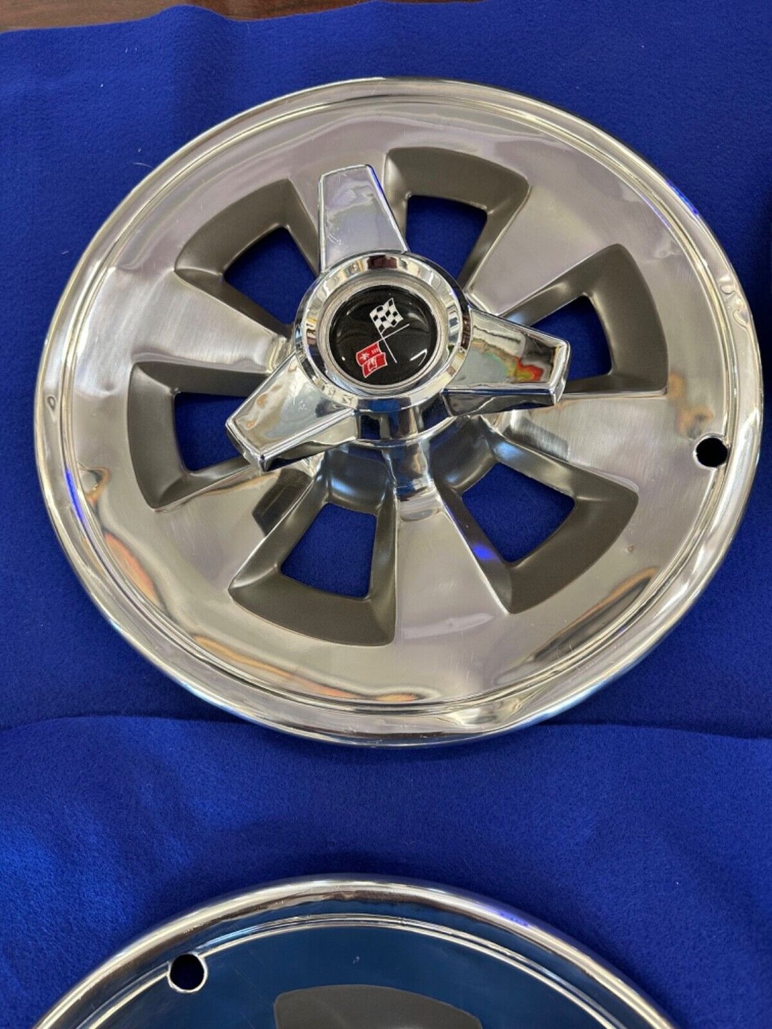 OEM 1965 Corvette Hub Caps & Spinners — Complete Set