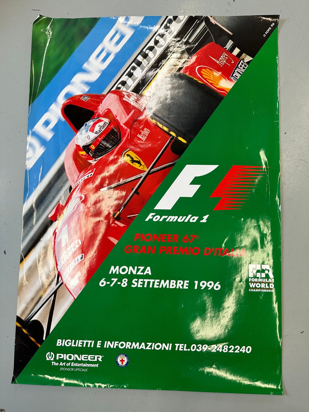 1996 Pioneer Formula 1 Italian Grand Prix Original Poster – Schumacher / Ferrari F310