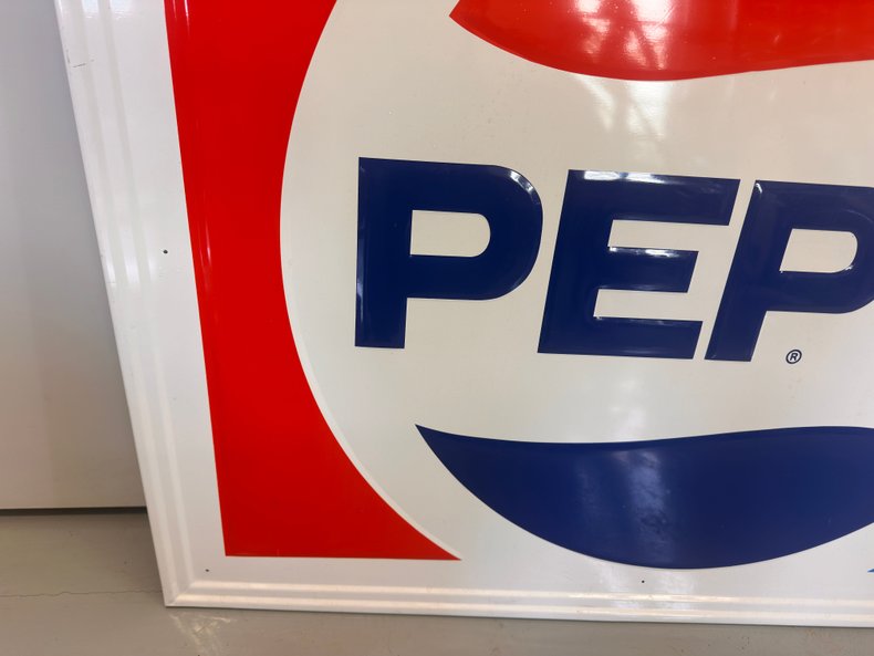 1982 Vintage Pepsi Tin Sign Large 47in x 35in