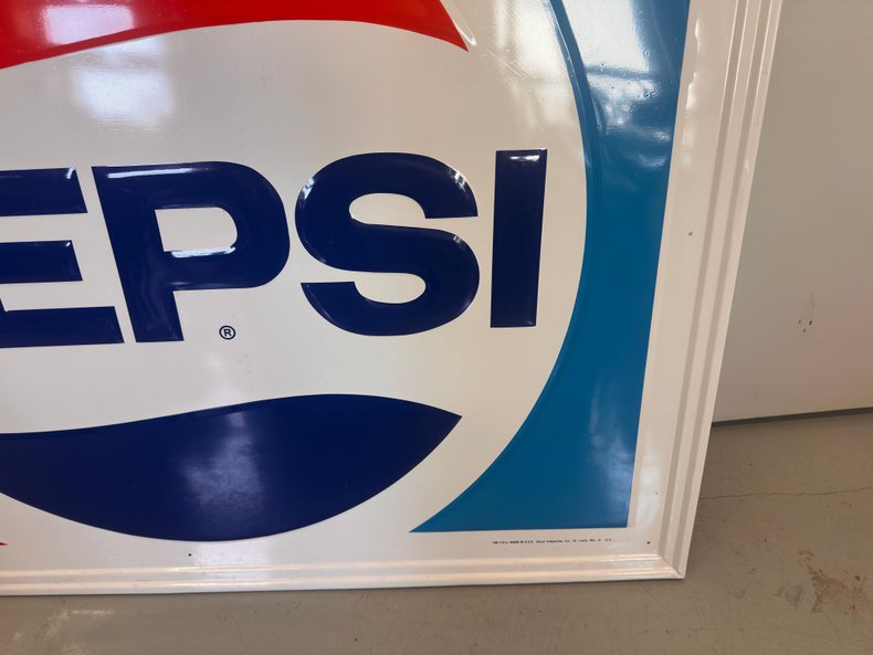 1982 Vintage Pepsi Tin Sign Large 47in x 35in