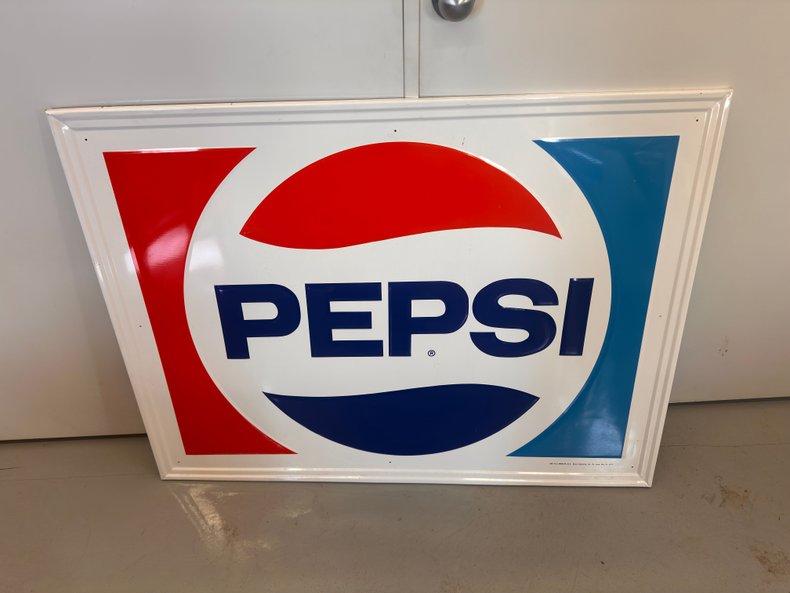 1982 Vintage Pepsi Tin Sign Large 47in x 35in
