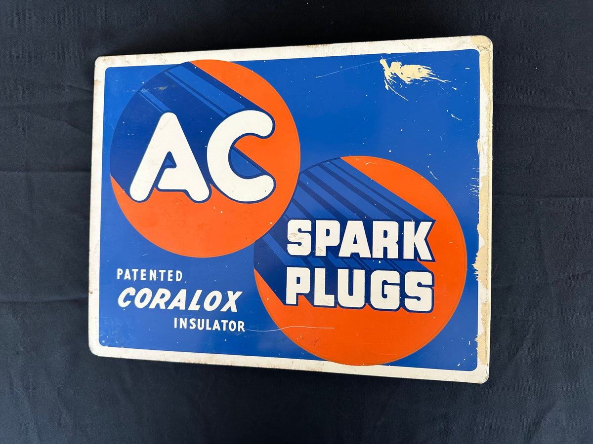 50's  AC Spark Plug Double Sided Metal Flange Sign
