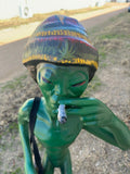 Rastafarian Smoking Alien Statue