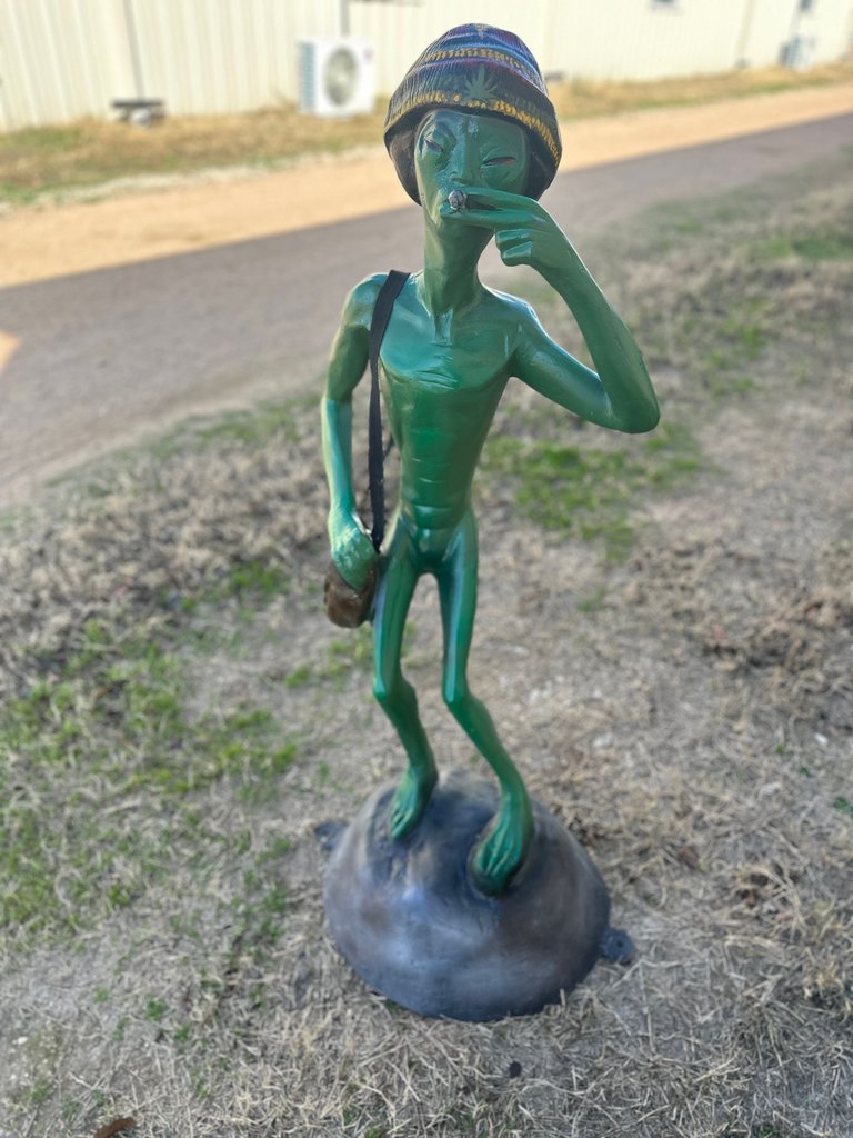 Rastafarian Smoking Alien Statue