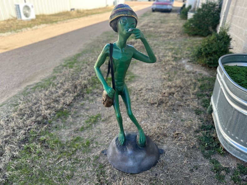 Rastafarian Smoking Alien Statue