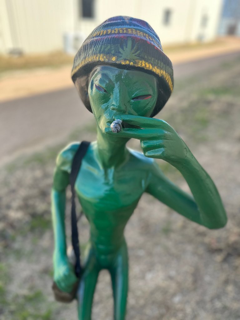 Rastafarian Smoking Alien Statue