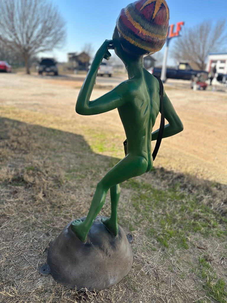Rastafarian Smoking Alien Statue