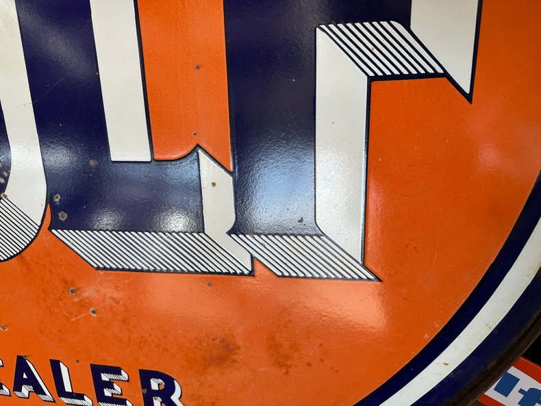 65" Original Gulf Dealer Double Sided Porcelain Sign with Metal Frame