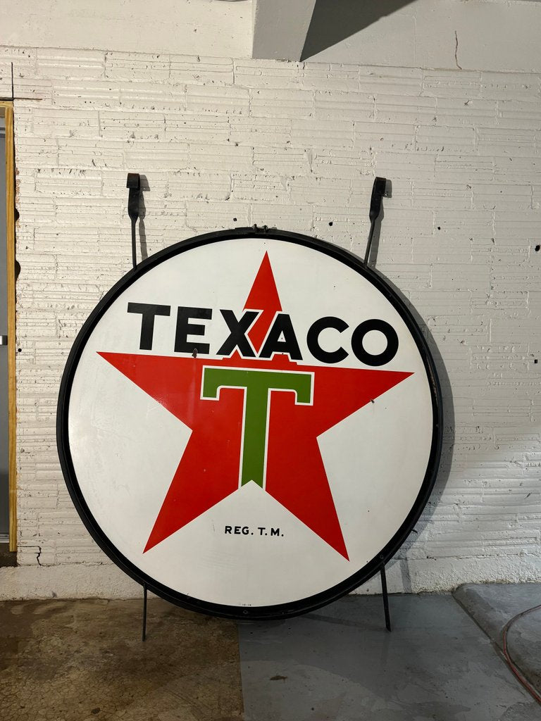 72” 1956 Texaco Double Sided Porcelain Service Station Sign