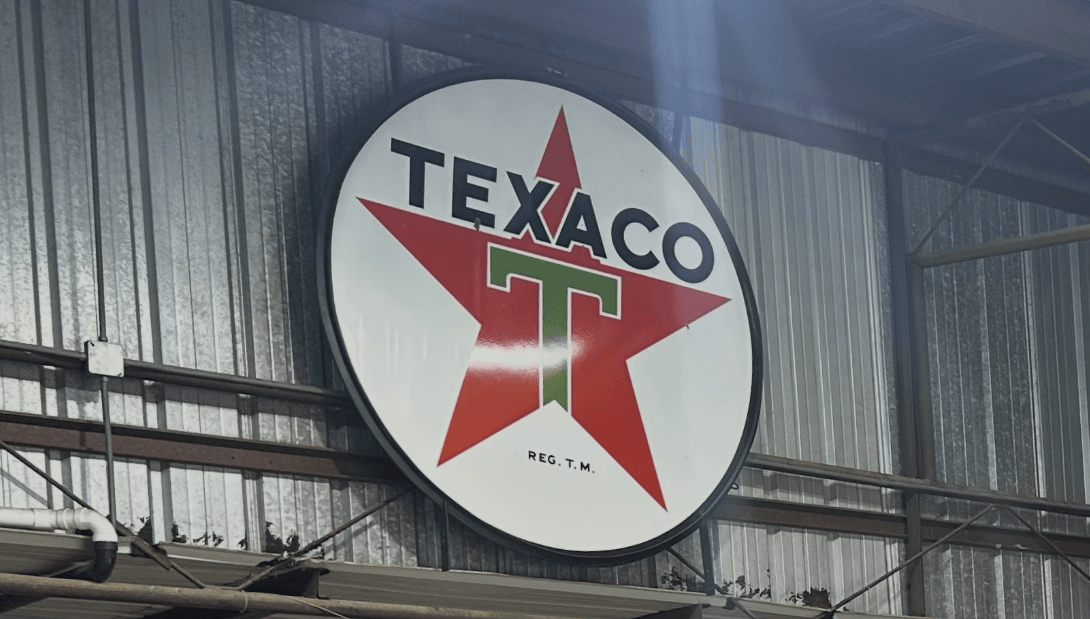 72” 1956 Texaco Double Sided Porcelain Service Station Sign
