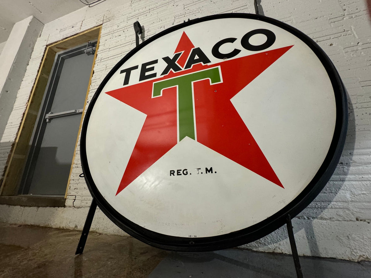 72” 1956 Texaco Double Sided Porcelain Service Station Sign