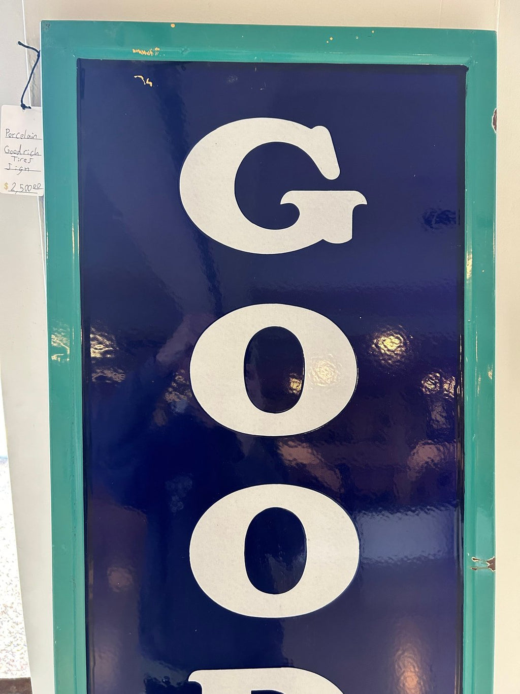 1930s B.F. Goodrich Tires Large Vertical Porcelain Sign