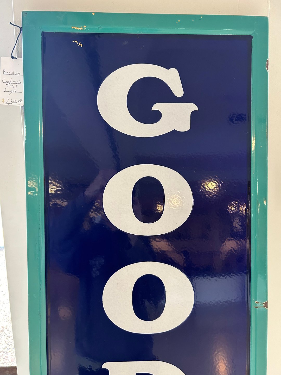 1930s B.F. Goodrich Tires Large Vertical Porcelain Sign