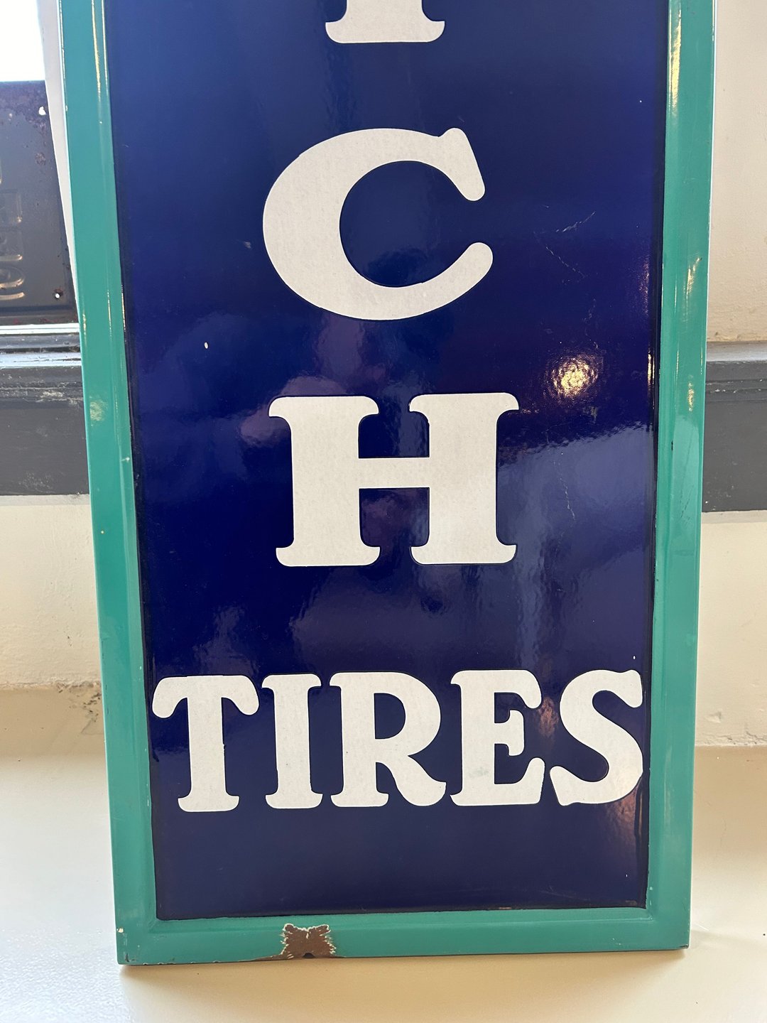 1930s B.F. Goodrich Tires Large Vertical Porcelain Sign