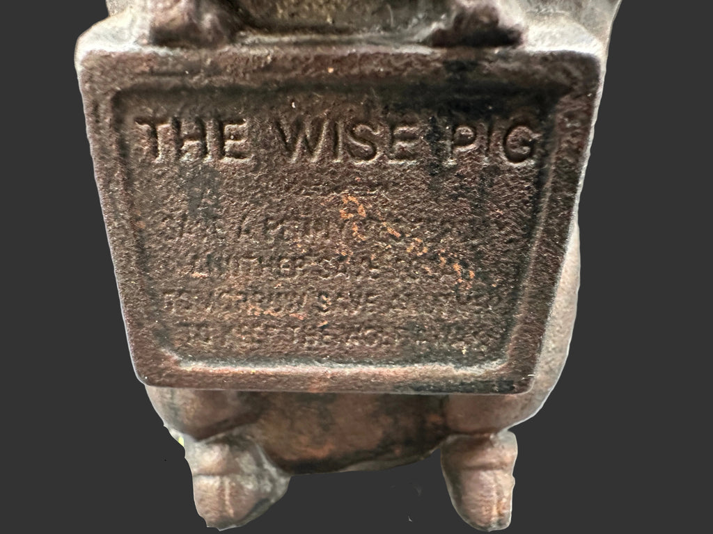 Antique Cast Iron “The Wise Pig” Still Bank – c. 1930s