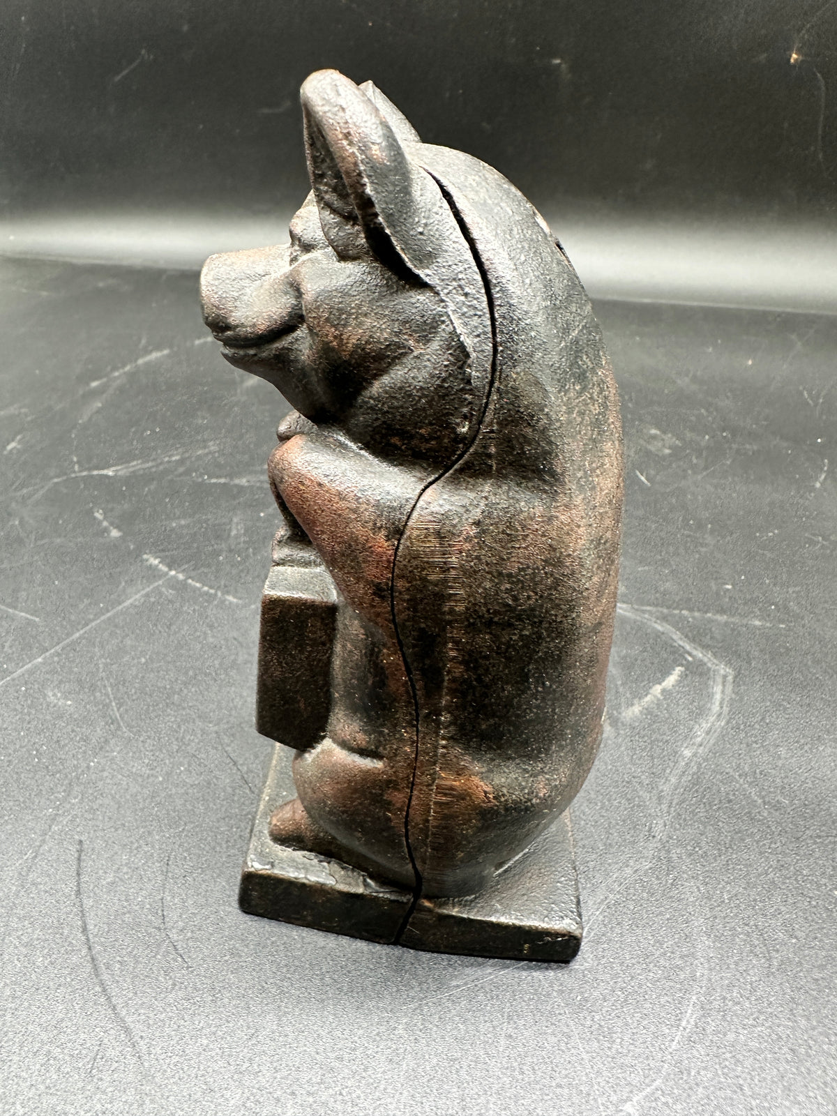 Antique Cast Iron “The Wise Pig” Still Bank – c. 1930s