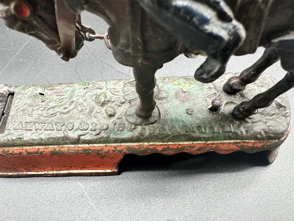"I Always Did 'Spise a Mule" – Jockey Over Mechanical Bank by J & E Stevens, c. 1879