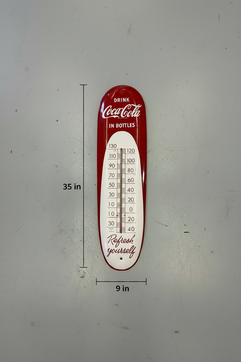 Coca-Cola Cigar Thermometer Porcelain Sign — 1949