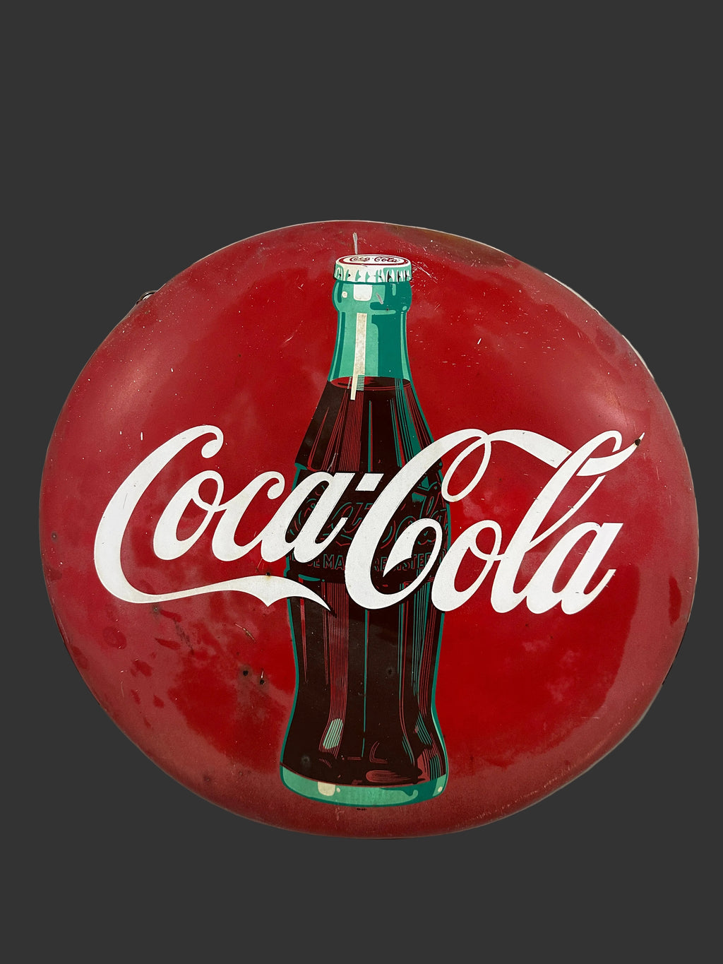 1950s Coca-Cola 24" Porcelain Single-Sided Button Sign