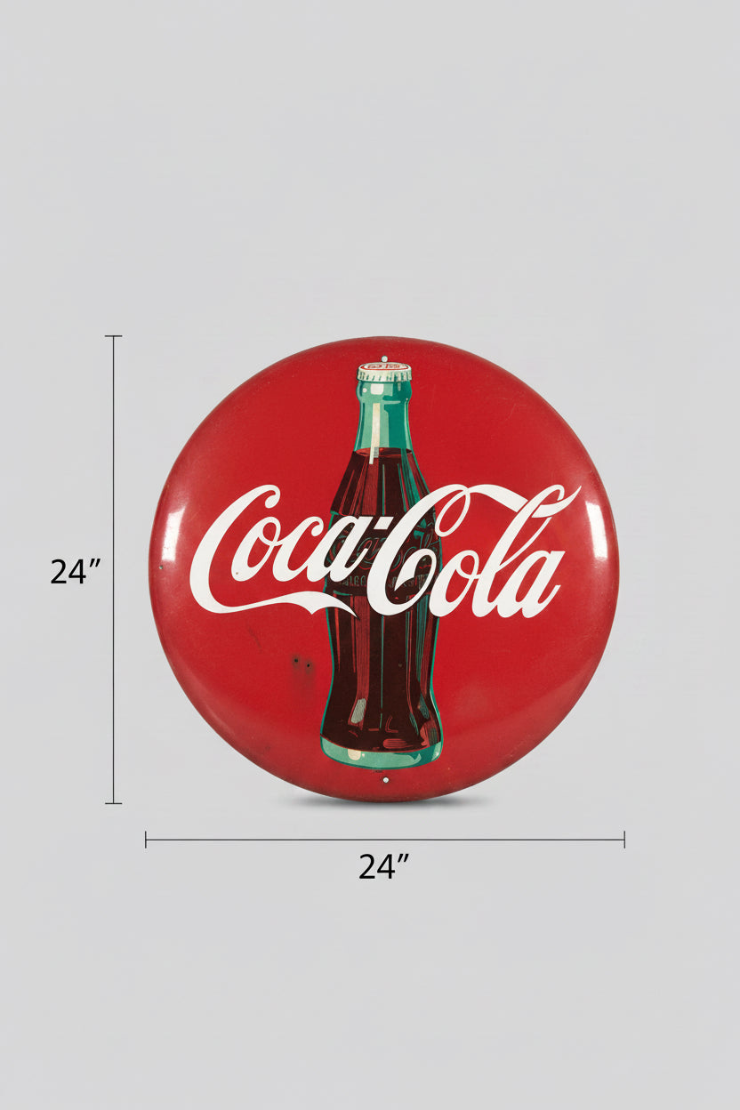 1950s Coca-Cola 24" Porcelain Single-Sided Button Sign