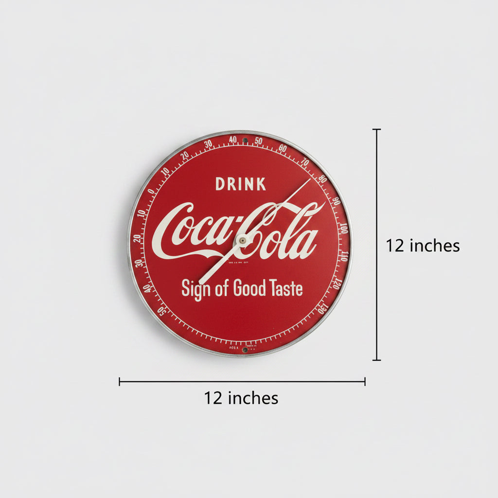 1957 12” Coca-Cola “Sign of Good Taste” Thermometer