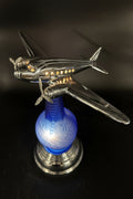 1980s Derico / Sarsaparilla Art Deco Design 1939 World's Fair DC-3 Bottle Lamp — Blue