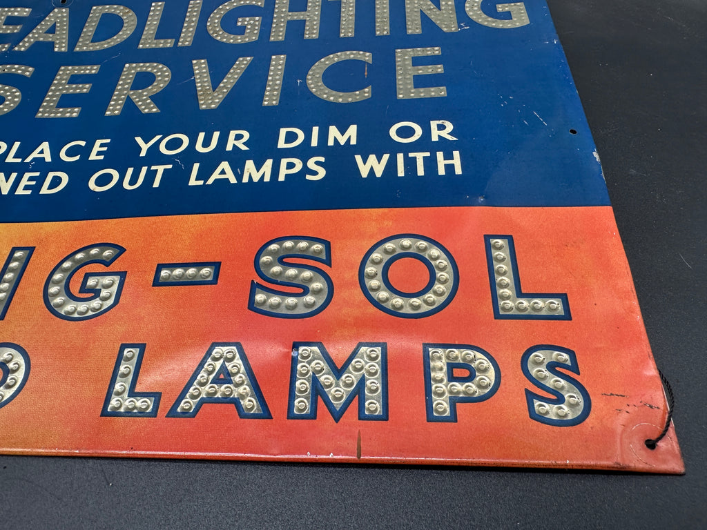 1940s–50s Tung-Sol Sealed Beam Lamp Sign — Original, Not a Reproduction