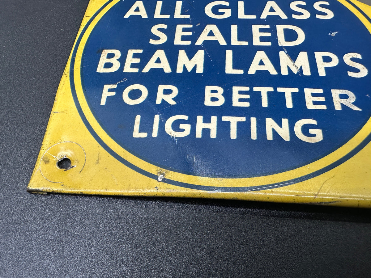 1940s–50s Tung-Sol Sealed Beam Lamp Sign — Original, Not a Reproduction