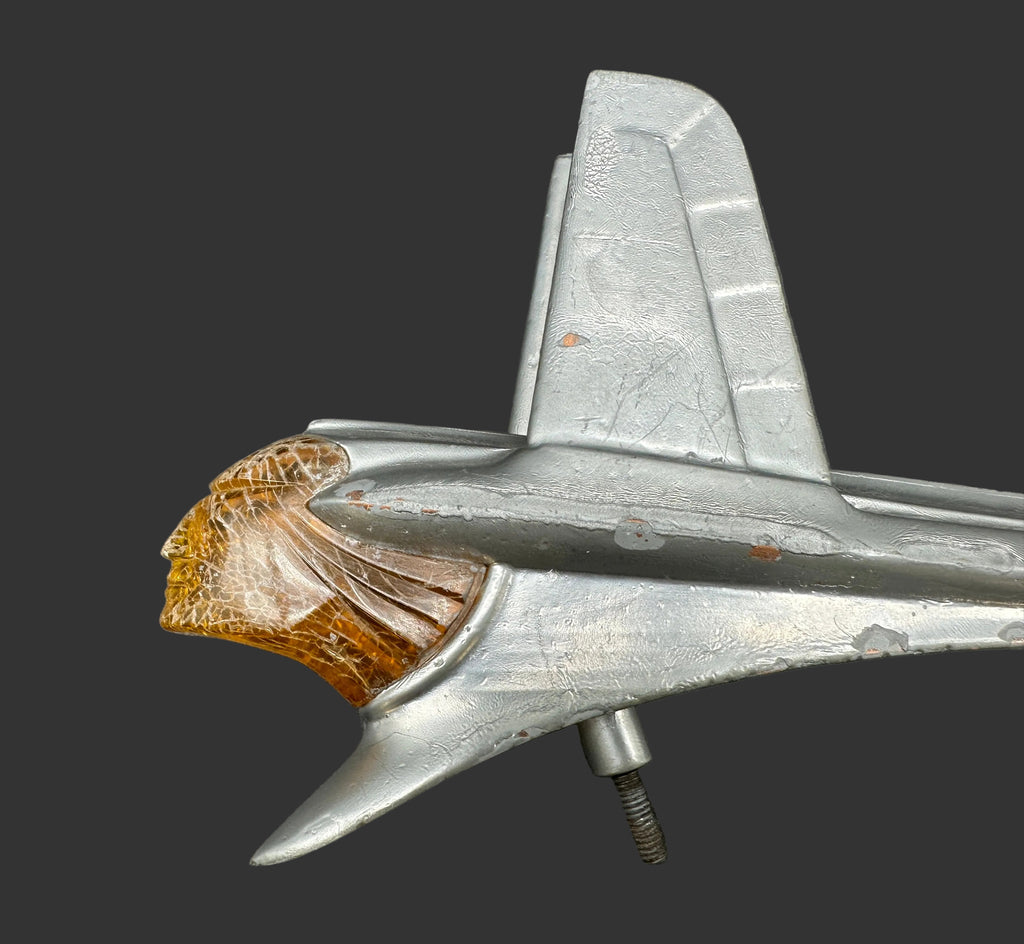 1953 Pontiac Chieftain Hood Ornament – OEM #4152169 with Amber Lucite Chief Head