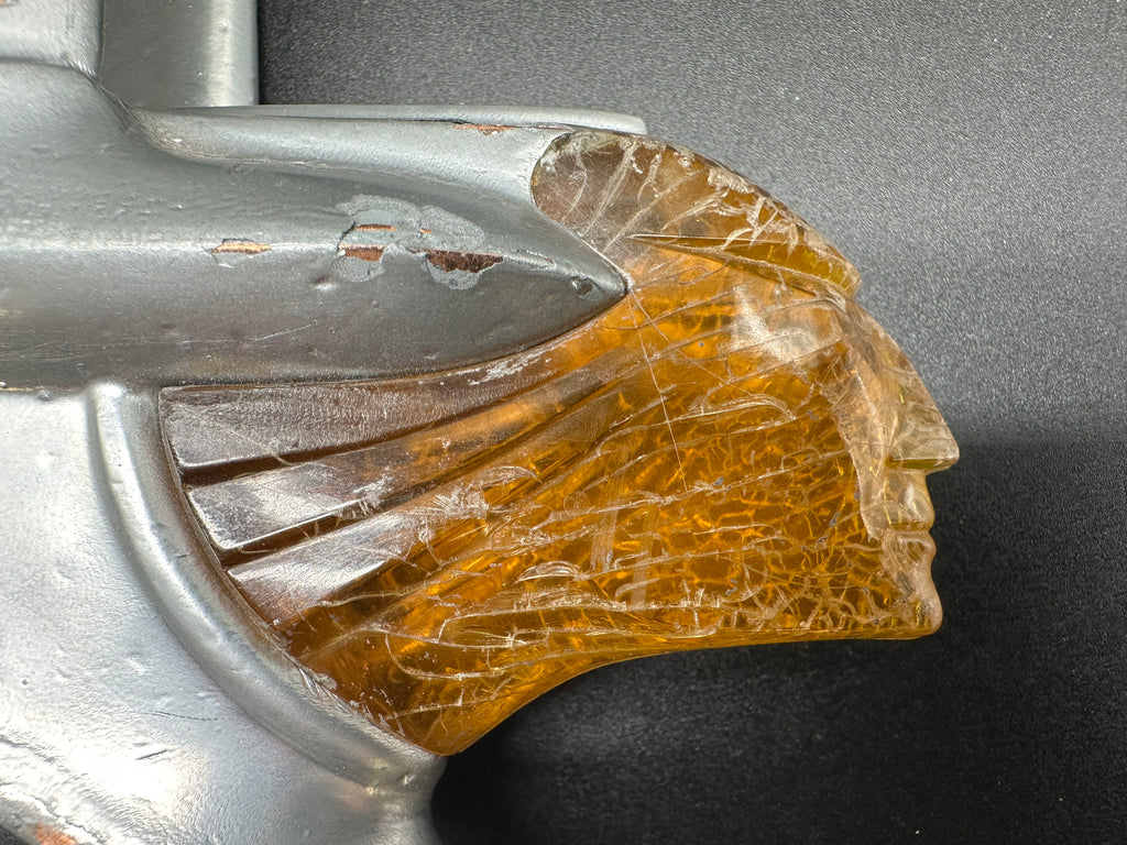 1953 Pontiac Chieftain Hood Ornament – OEM #4152169 with Amber Lucite Chief Head