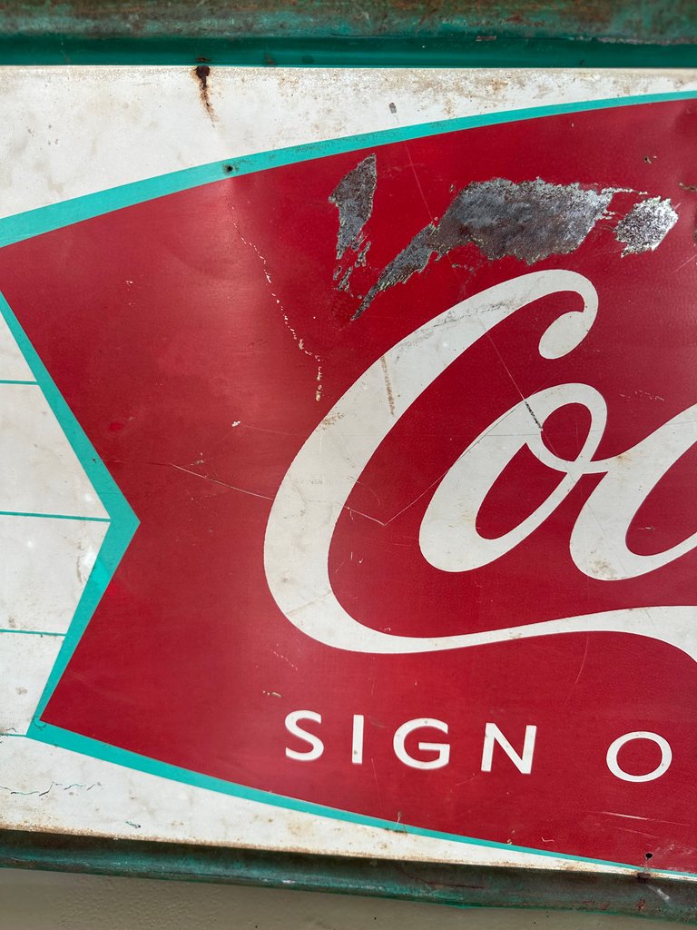 1960s Coca-Cola Fishtail Metal Sign