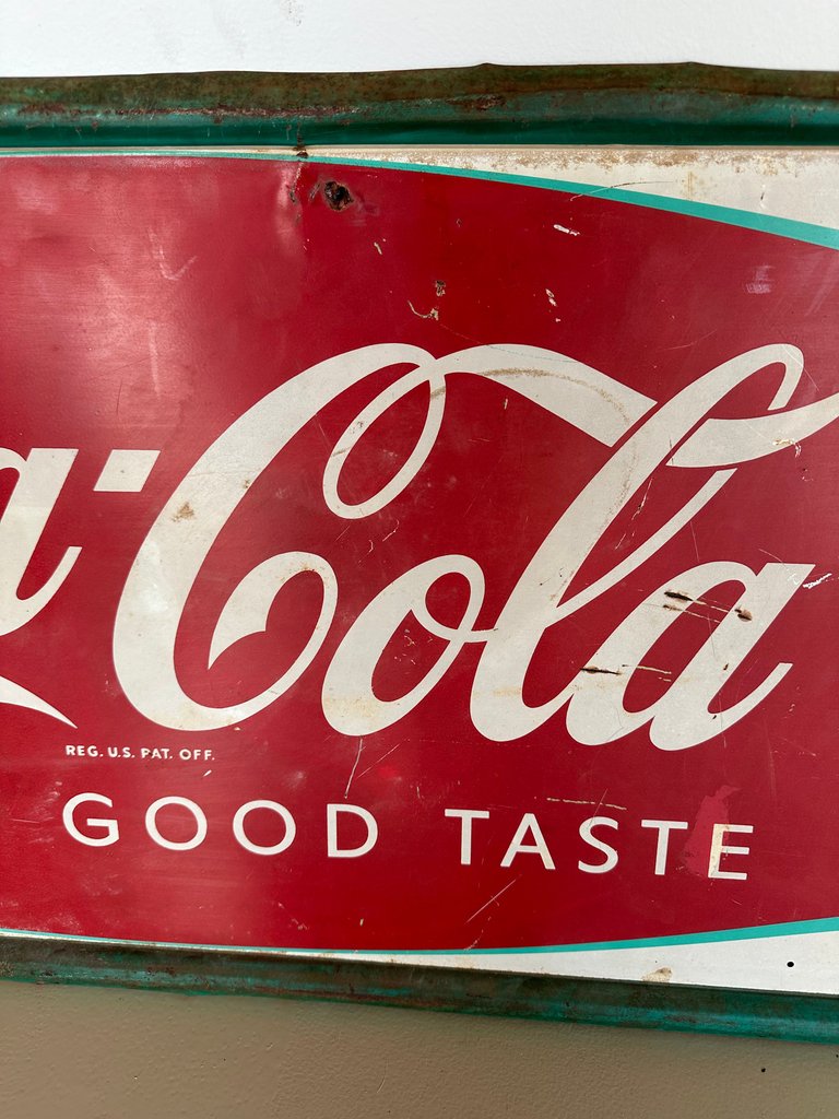 1960s Coca-Cola Fishtail Metal Sign