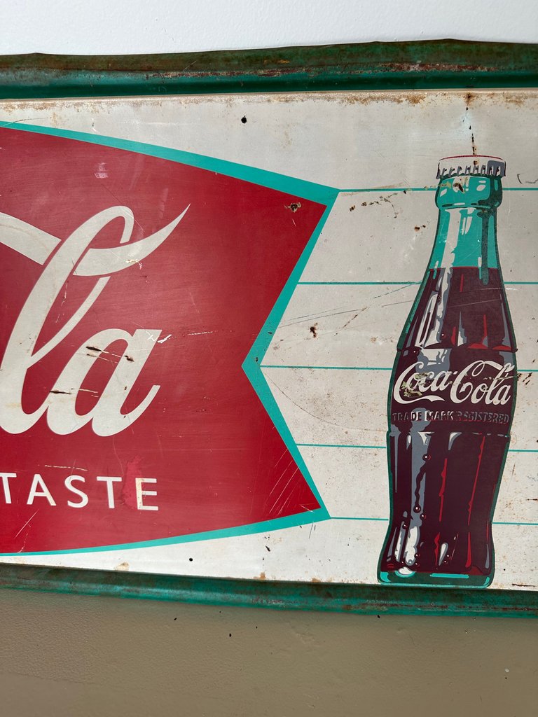 1960s Coca-Cola Fishtail Metal Sign