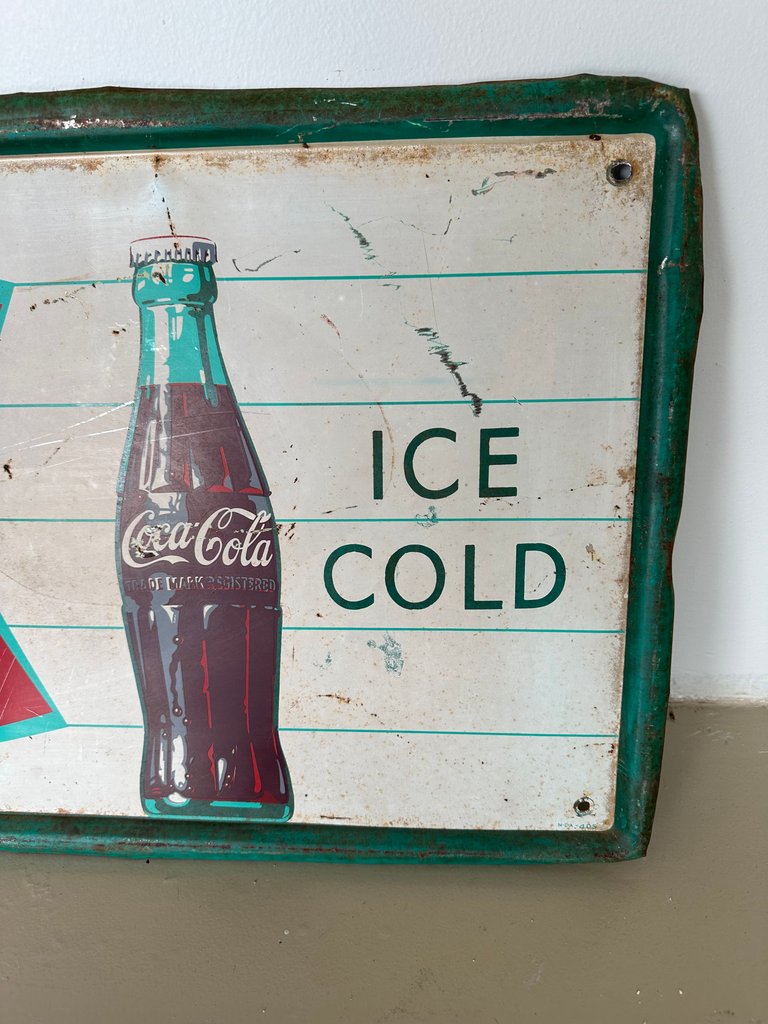 1960s Coca-Cola Fishtail Metal Sign