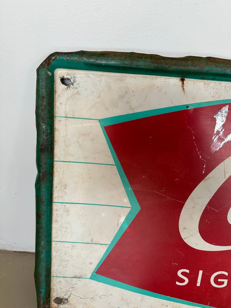 1960s Coca-Cola Fishtail Metal Sign