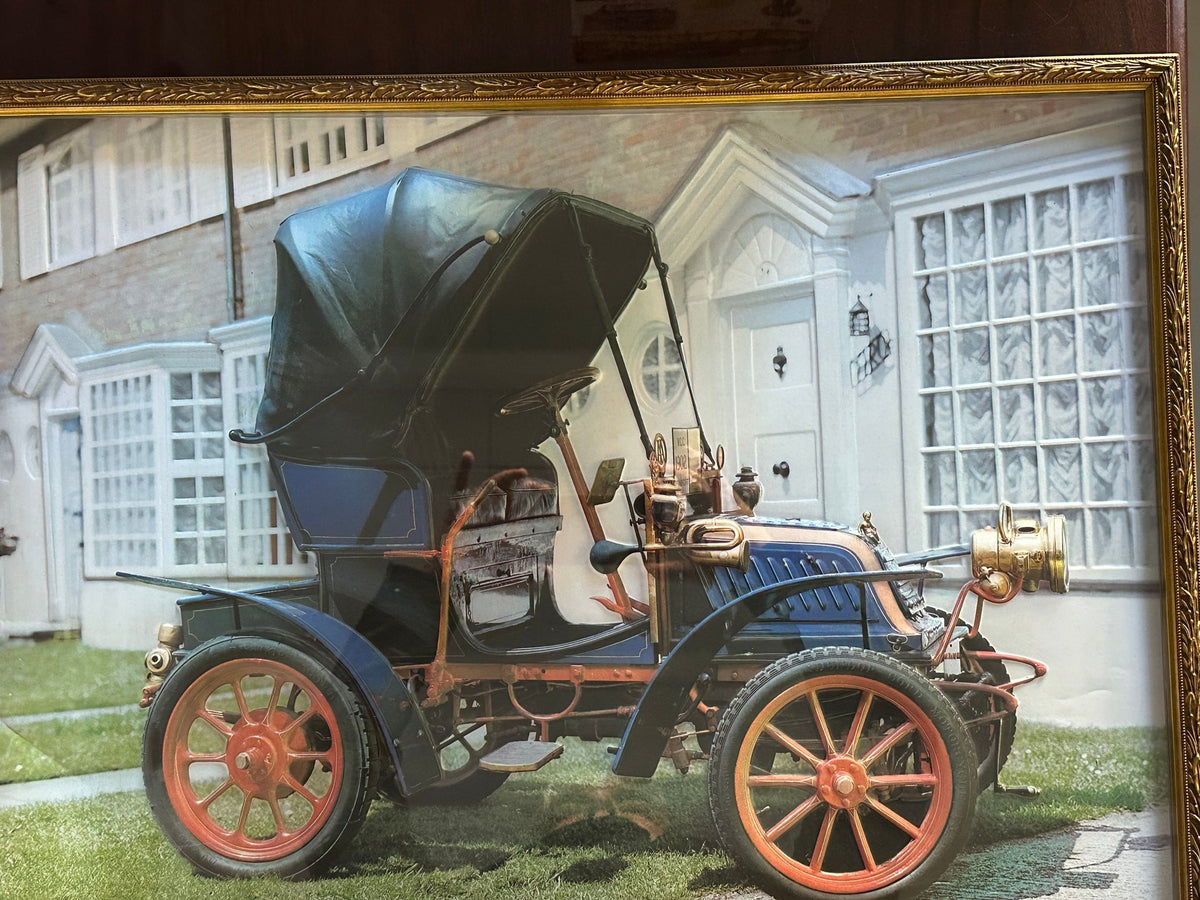 Vintage Framed Relief Print of a 1902 Type G chassis Renault 27.5" x 20"