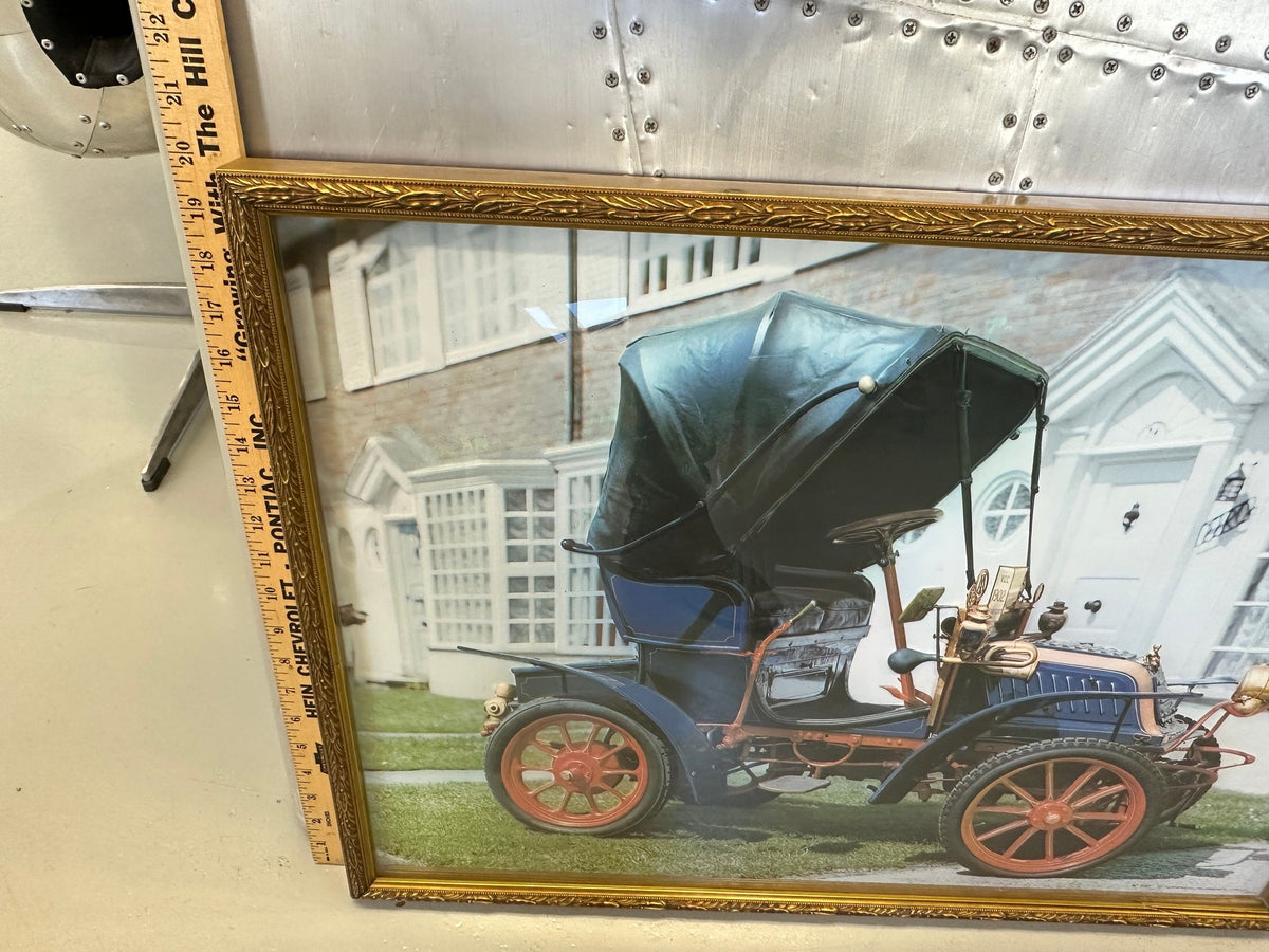 Vintage Framed Relief Print of a 1902 Type G chassis Renault 27.5" x 20"